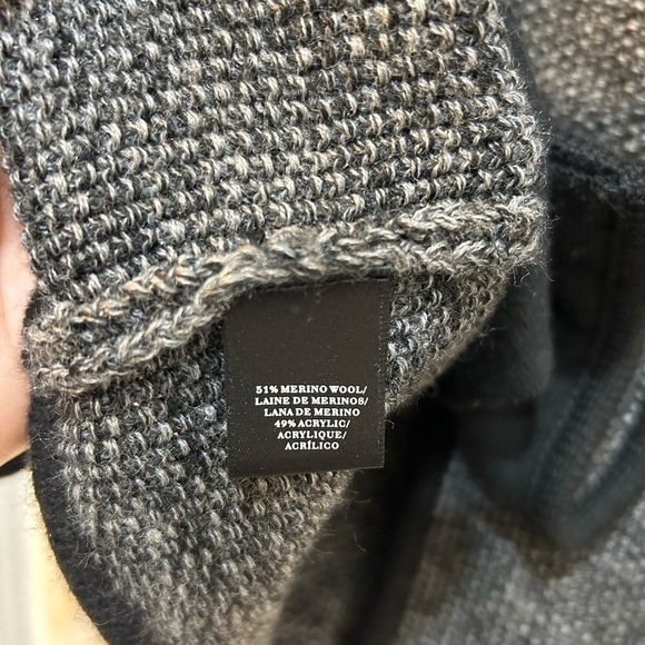 Ann Taylor Heathered Black Funnel Neck Wool Blend Cardigan Sweater Jacket Size M - Picture 7 of 8